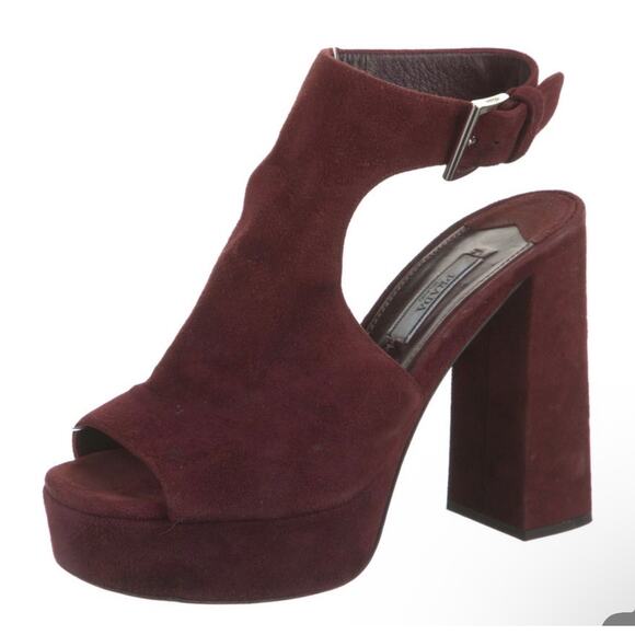 Prada Burgundy Suede Heels - Picture 2 of 5